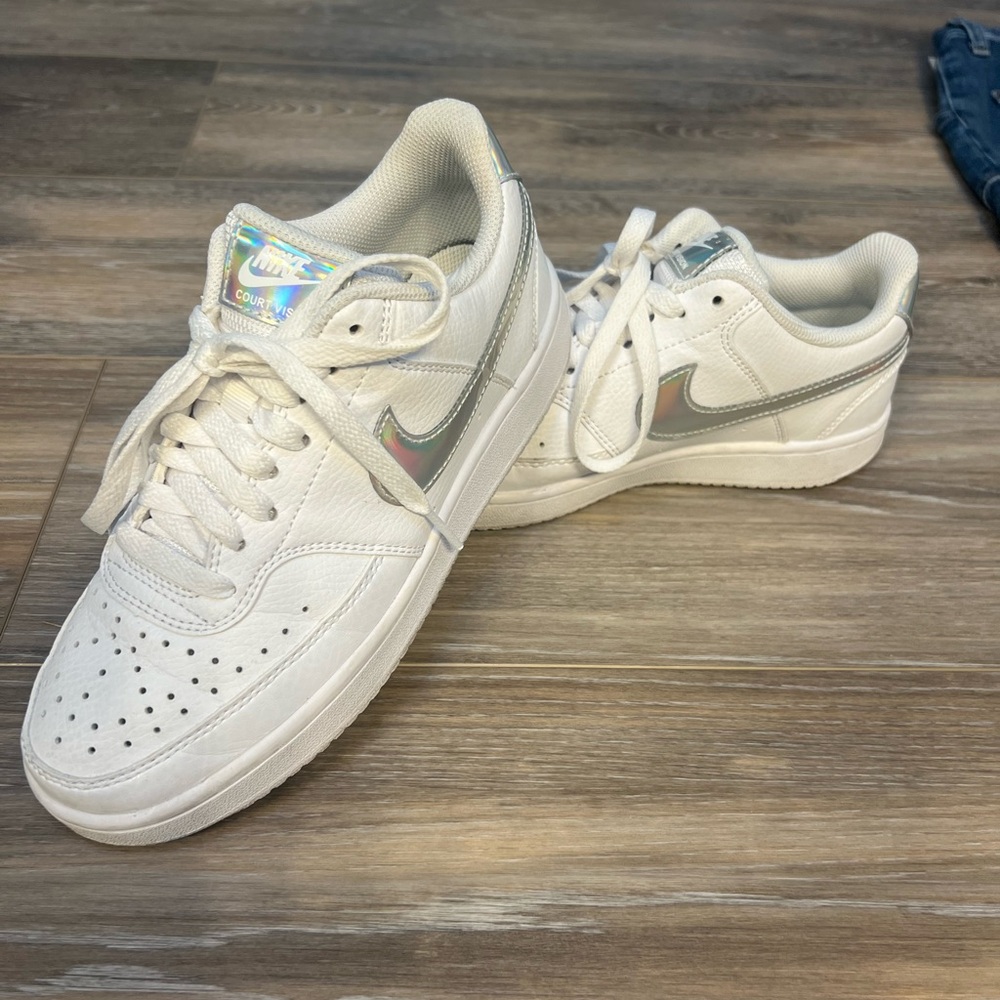 Nike Court Vision White with Iridescent Swoosh size 37.5.